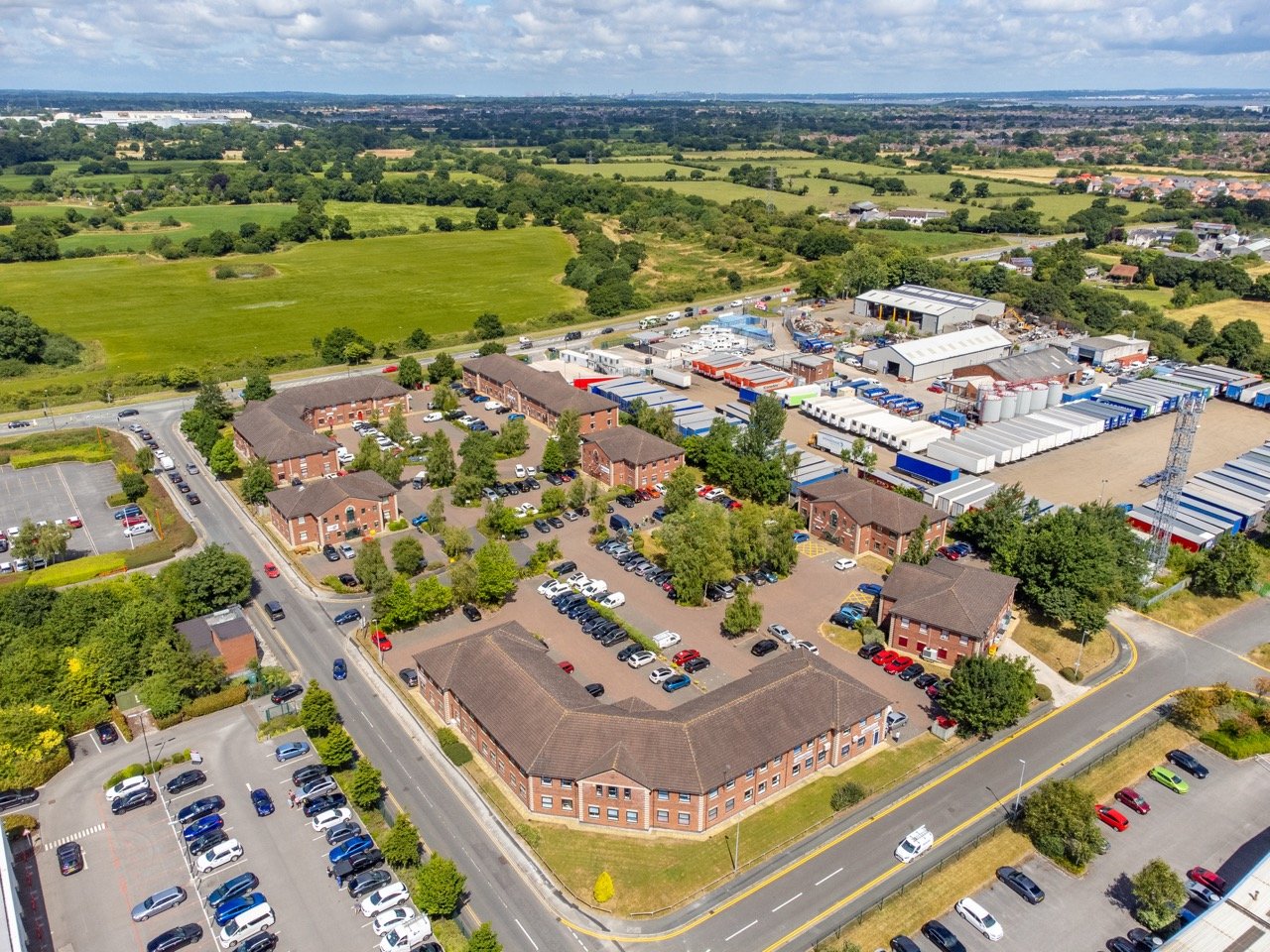 Telford Court office park from the air
