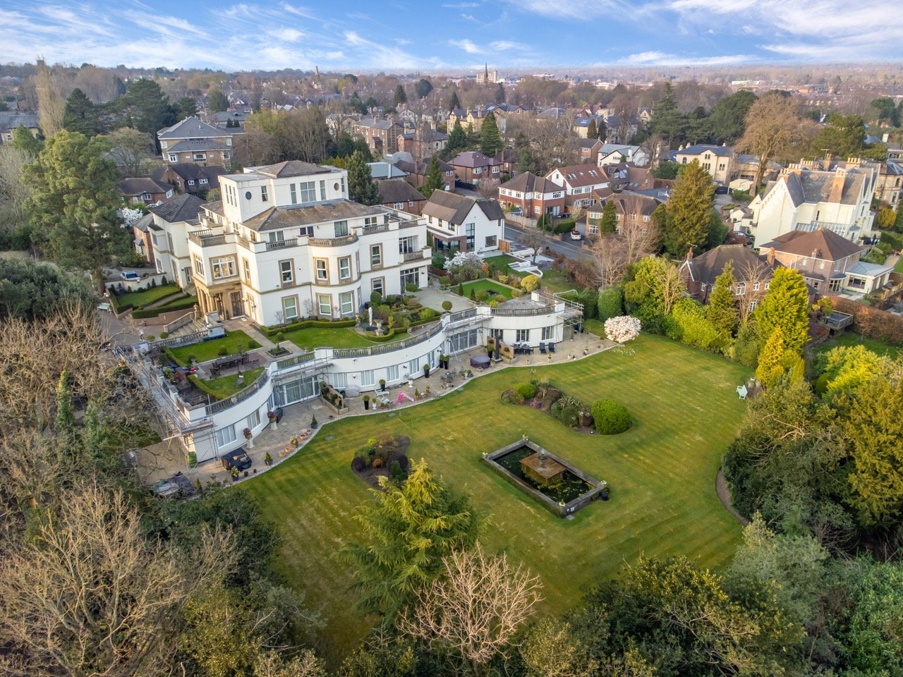 Yew Tree House, aerial architectural view
